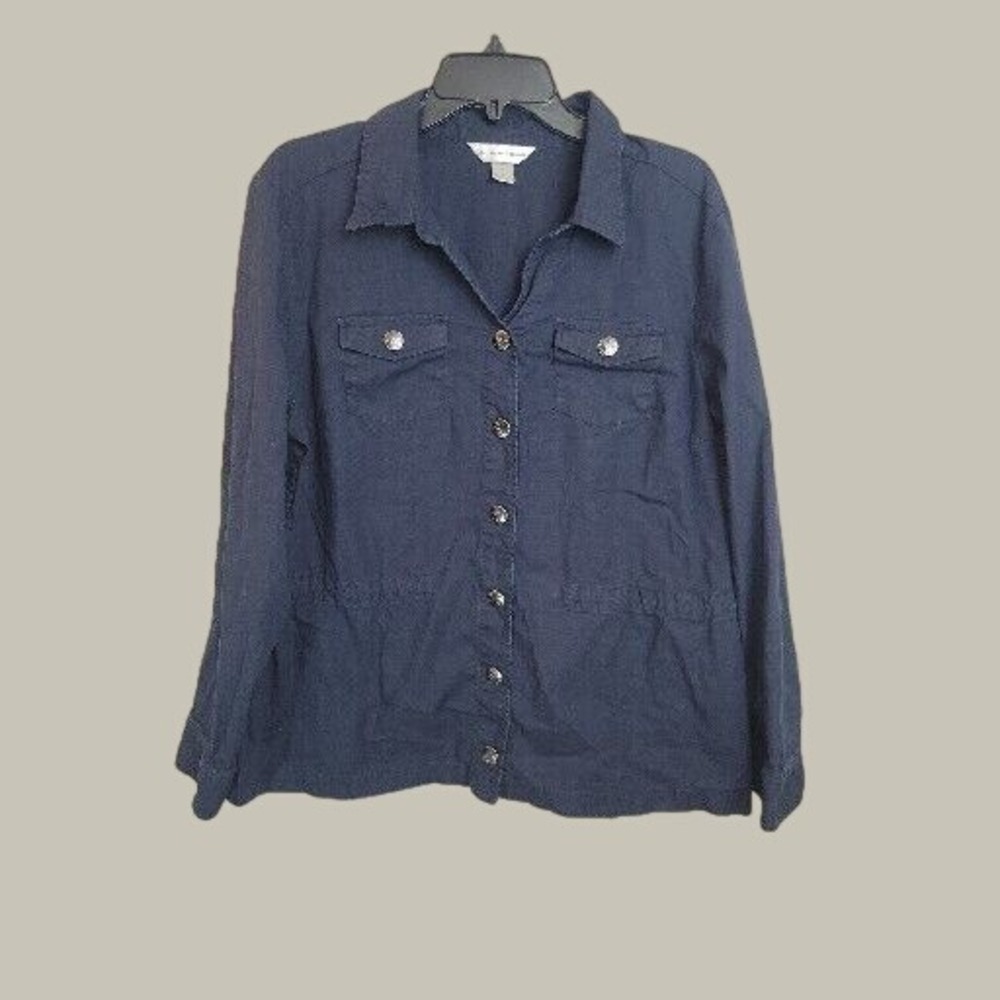 Christopher Banks Utility Shirt Jacket Safari Coastal Granola Girl Navy Blue XL